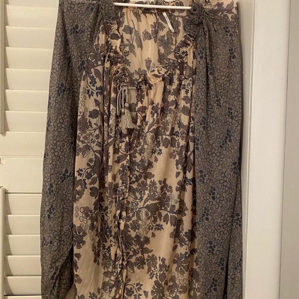 Free People Sheer Floral Blouse